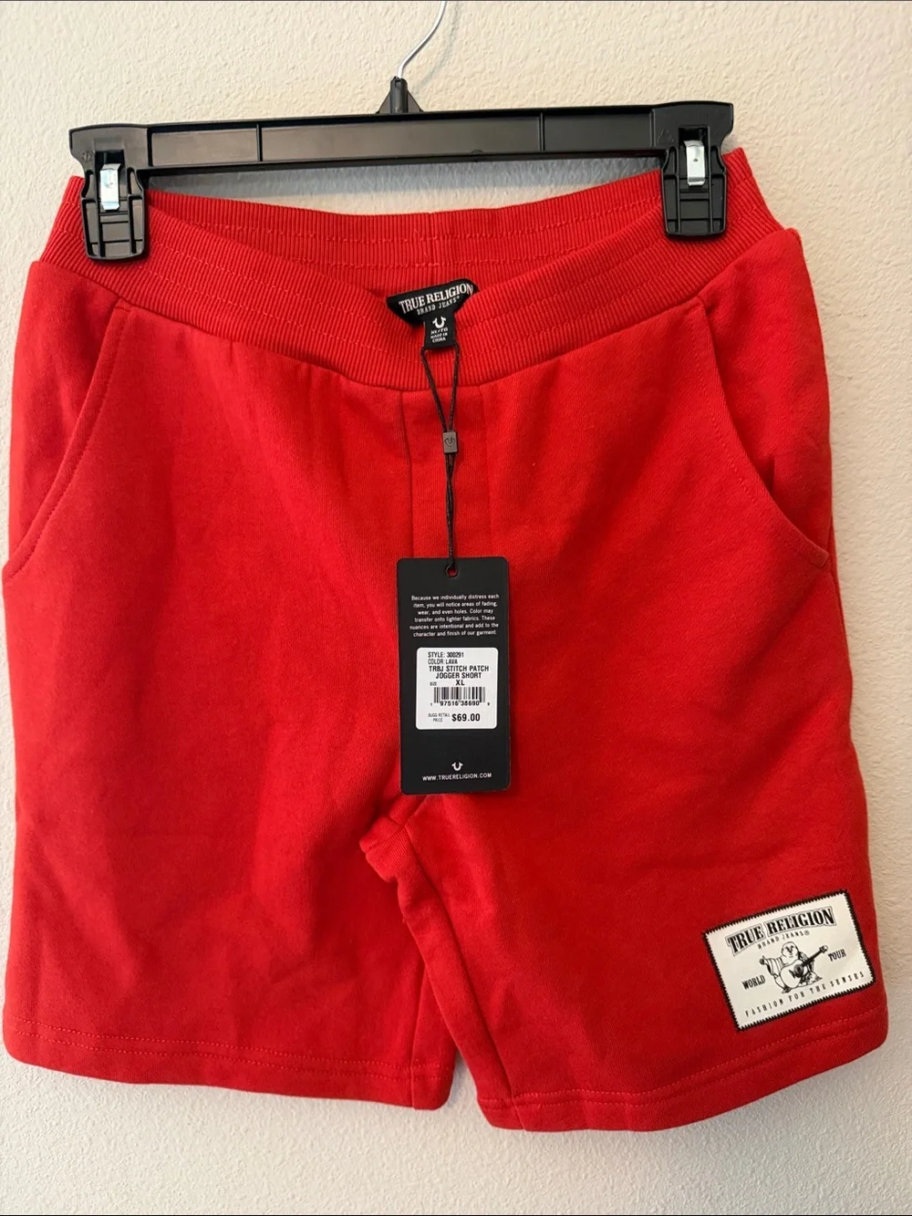 True Religion Kids Red Logo Patch Shorts